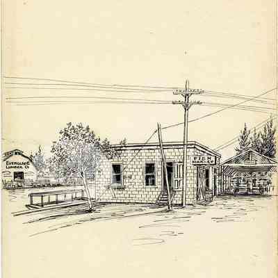 Fish Market with Everglades Lumber Co North of River East of Track