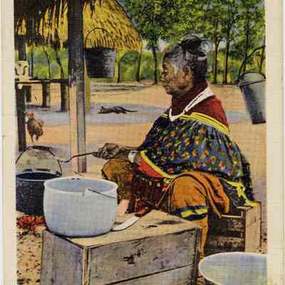 A Florida Seminole Preparing Dinner, Ft. Lauderdale, Florida