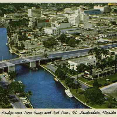 Aerial View of Downtown Fort Lauderdale and 3rd Avenue Bridge Looking Northwest