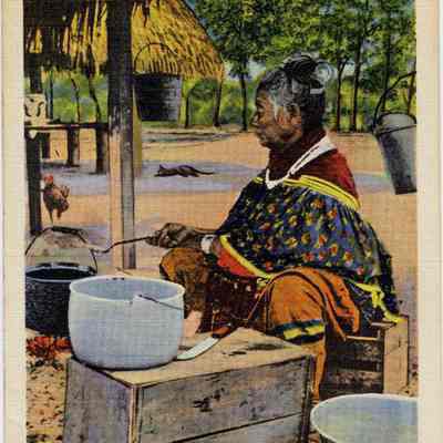 A Florida Seminole Preparing Dinner, Ft. Lauderdale, Florida