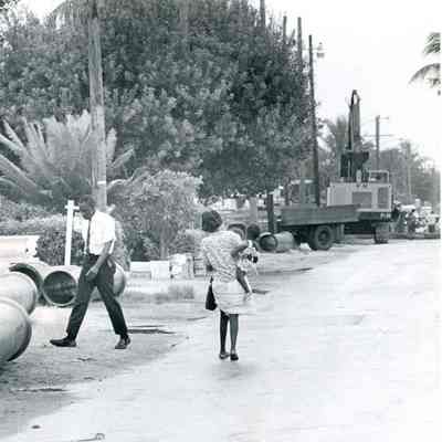 Laying of Sewer or Water Pipe Along an Unidentified Street c.1964