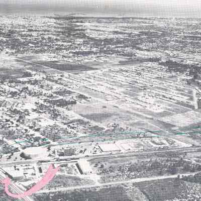 Aerial view of intersection of Prospect Road and Seaboard Railway