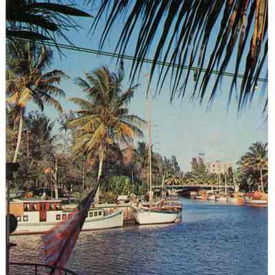 The Venice of America: Yachts along New River in tropical Fort Lauderdale, FL
