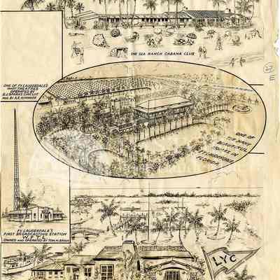 Drawings Pasteup of Sea Ranch & Large Home & Broadcasting Station & Yacht Club