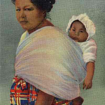A Native Cherokee Indian Mother with Her Papoose, Cherokee Indian Reservation