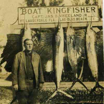 Jack Sutherland with the sail fish he caught aboard the boat Kingfisher