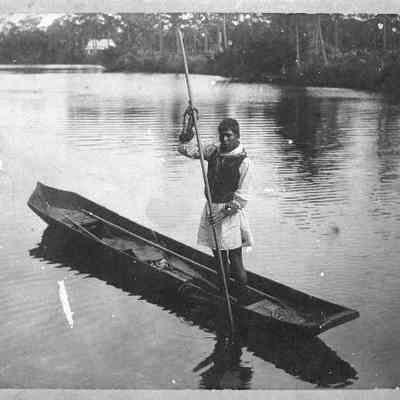 Seminole Indian Man Canoeing on the New River