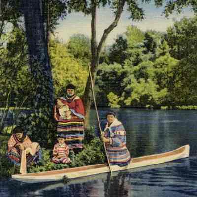 Florida Seminole Indians and their Dug-Out Canoe