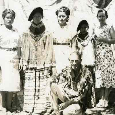 Seminole Indian Young Women with Unidentified Man and Bernice Stirling