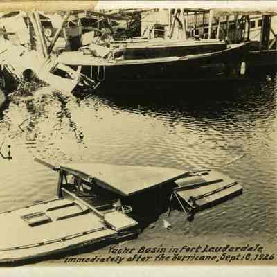 Damaged Boats and Yacht Basin After 1926 Hurricane