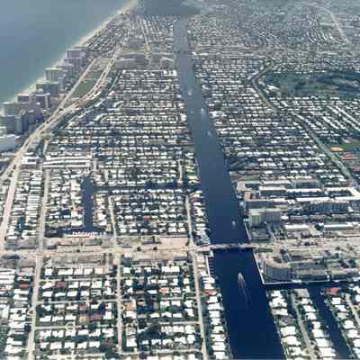 Aerial view of Commercial Blvd, 1985