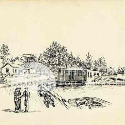 Looking South Andrews Bridge Boat Kingfisher on New River 1919