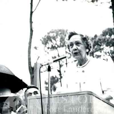 Founder Mae McMillan Speaking at Pine Crest School Groundbreaking 1964