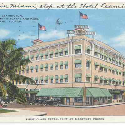 Hotel Leamington, Overlooking Bay Biscayne and Park, Miami, Florida