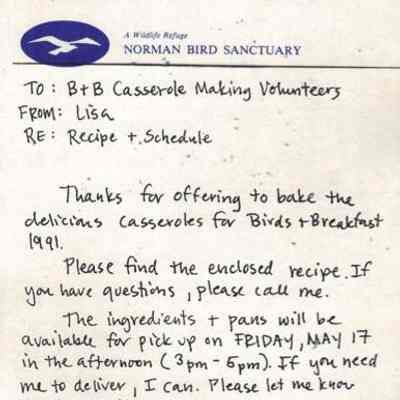Birds & Breakfast Recipe + Schedule Letter Template