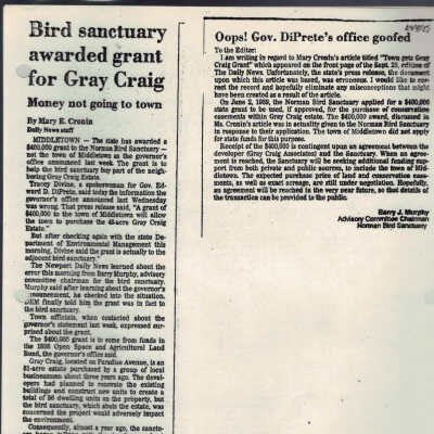 "Bird Sanctuary awarded grant for Gray Craig"