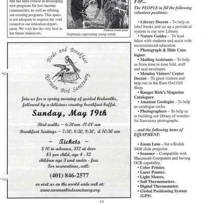 2002 Birds & Breakfast event listing