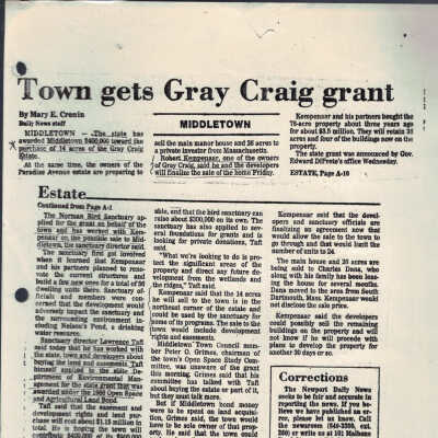 "Town gets Gray Craig grant"
