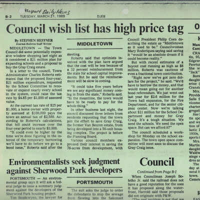 "Council wish list has high price tag"