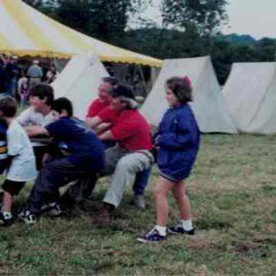 Larry Taft leads tug of war