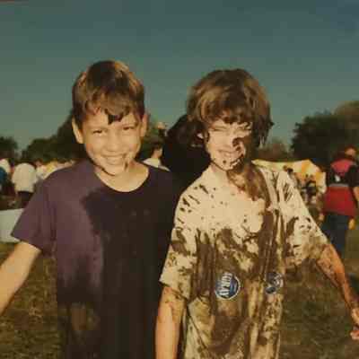 Kids pose after Mud Pit