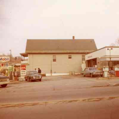 Mobil Station, corner of River and Northfield Streets, 1958 (2 photos)