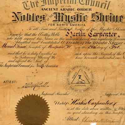 Masonic Membership Certificate, 1899