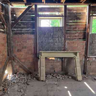 Example of bricks being used for nogging as seen from the interior, August 13, 2025.