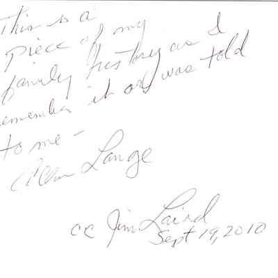 Handwritten note from Allan E. Lange