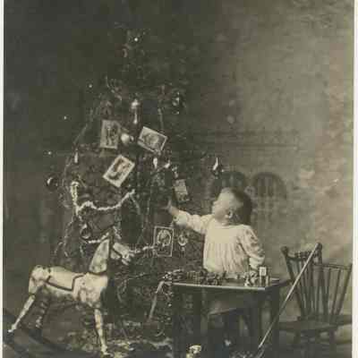 Postcard, of Child at Christmas Tree