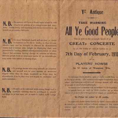 Waupun "All Ye Good People" Players' Howse (Feb 7 1910)