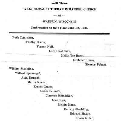 IMMANUEL LUTHERAN CHURCH Handout.