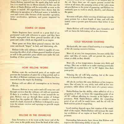 Shaler Rislone Advertising Brochure.