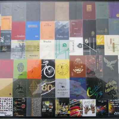 A Patchwork Photograph of all the Waupun High School Year Books from 1916 t