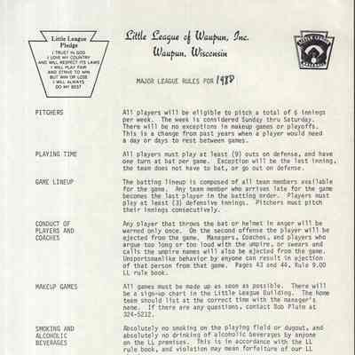 Rules Major League, 1988