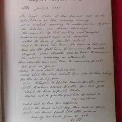 First  written Record of Annual School Meeting
