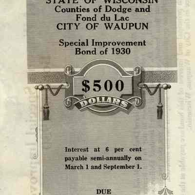 City of Waupun $500 Bond.