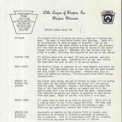 Rules Senior League
