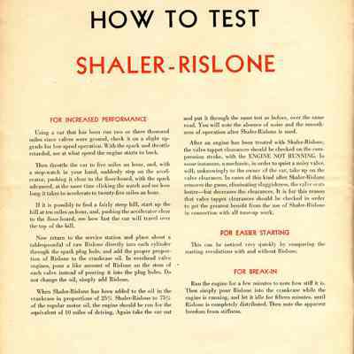 Shaler Rislone Advertising Brochure.