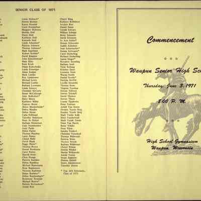 Waupun High School "Commencement" Class of (1971) June 3 1971