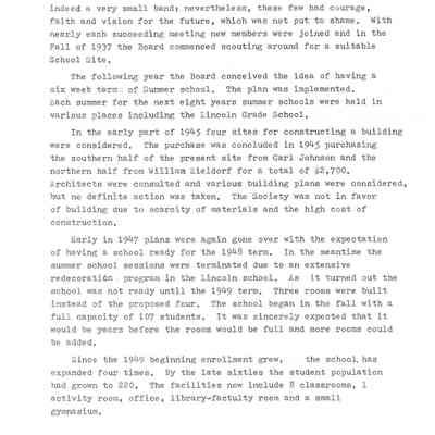 Historical info on Waupun Christian School cont.'