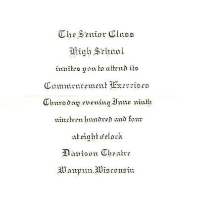 Program, Commencement, Waupun High School, 1904