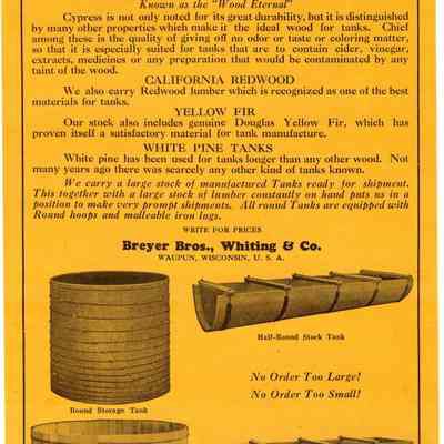 Wood Tank List - Breyer Bros., Whiting & Co.