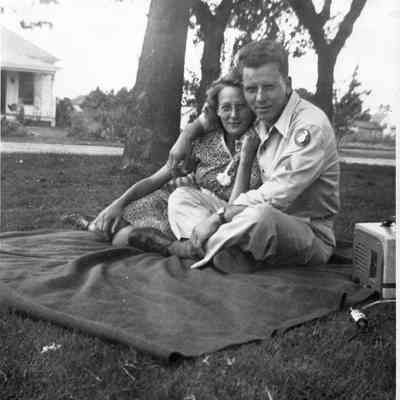 Photograph of a Mr. Walter Riel and his wife Kay (Vander Woude) Riel.