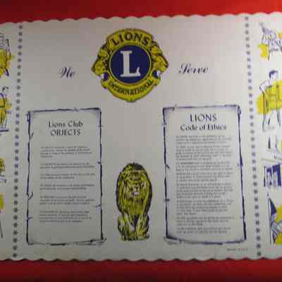Placemat, Waupun Lions Club