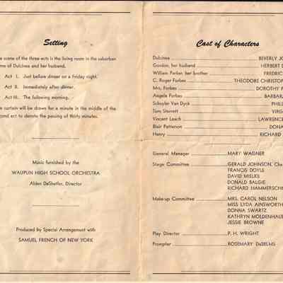 Waupun High School-Senior Class of (1946) 'Dulcy" May 14 & 16 yr1946: Origformat: Other