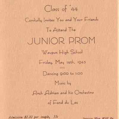 Waupun High School Class of 1944 (Junior Prom) May 14 1943: Origformat: Other