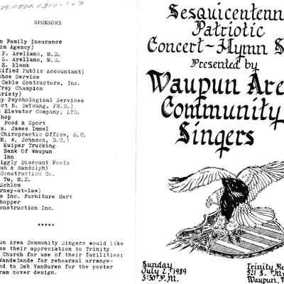 Sesquicentennial Patriotic Concert Hymn Sing, 150th, Schedule of Events
