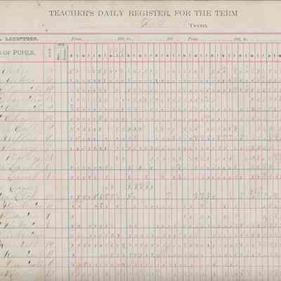 sample page from 1890-1893 Teacher's attendance book