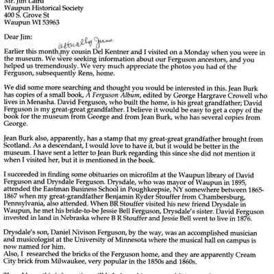 Letter From Carol Noggle to James Laird